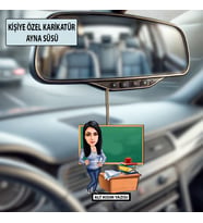 Kişiye Özel Karikatür Öğretmen Ayna Süsü – Araç İçi Öğretmene Hediye