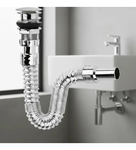 Krom Basmalı Sifon -körüklü Sifon Bas Stoplu Lavabo Mutfak Sifonu-paslanmaz