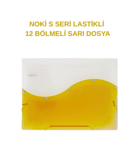S Seri Lastikli 12 Bölmeli Dosya Sarı 1 Adet