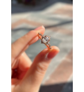 925 Ayar Gümüş Rose Gold Oval Kesim Zirkon Taşlı Vintage Tasarım Kadın Yüzük