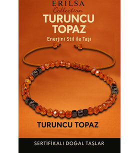 Sertifikalı Fasetli Turuncu Kuvars Doğal Taş Bileklik İnce Model – Zarif Tasarım (Çok Renkli)