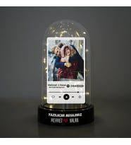 Sevgiliye Hediye Spotify Ses İzi Işıklı ve Fotoğraflı Plak Fanus