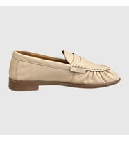 MYFİT SHOES 614 KADIN HAKİKİ DERİ BÜZGÜLÜ GÜNLÜK LOAFER AYAKKABI BEJ