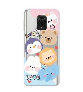 Redmi Note 9 Pro / 9s Uyumlu Cute Animals Tasarımlı Şeffaf Telefon Kılıfı