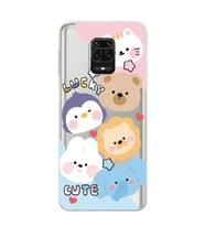 Redmi Note 9 Pro / 9s Uyumlu Cute Animals Tasarımlı Şeffaf Telefon Kılıfı