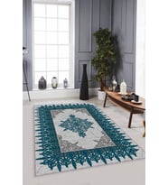 Zümrüt Klasik Göbekli Kaymaz Tabanlı Dekoratif Halı MK37 - 100 x 160 cm