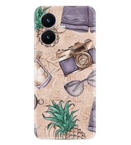 Vivo Y22S Kılıf Resimli Desenli Baskılı Silikon Ananas Camera Glass 1357