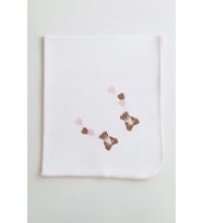 Pembe Ayıcık Nakışlı Bebek Battaniyesi %100 Pamuk - 70x80 CM