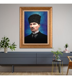 Altın Varaklı Paspartulu Çerçeveli Tablo hb1591