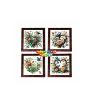 Ahşap Çerçeveli 4 Adet 20X20cm DÜZ RESİM TABLO (Çok Renkli)