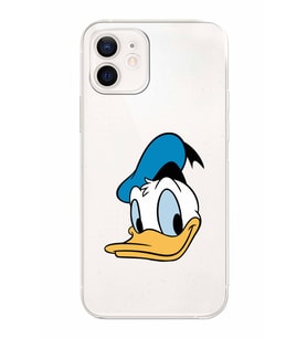 Apple iPhone 12 Uyumlu Kamera Korumalı Tıpalı Kapak Donald Duck TasarımlıŞeffaf Kılıf