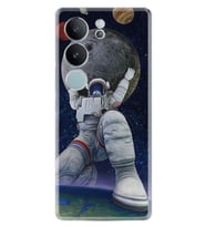 Vivo V29 Kılıf Silikon Desen Özel Seri Astronot Ve Dünya 1759