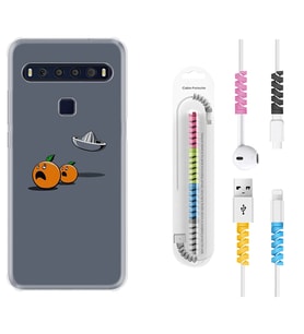 TCL 10L 10 Plus 10SE 20E 20SE 30SE L7 Kılıf Kablo Koruma Spiral Silikon Orange Escape 1374