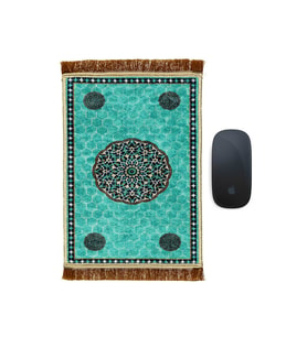 Bursa İpek Su Yeşil Dekoratif Küçük Halı Mousepad
