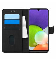 Microsonic Samsung Galaxy M22 Kılıf Fabric Book Wallet Siyah