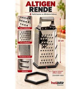 ByMyHand Paslanmaz Çelik 6 Gen 6 Taraflı Çok İşlevli Rende (Dilimleyici)