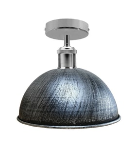 RİOLİGHT VİNTAGE,RUSTİK,RETRO GRİ FIRÇALI PATİNA BAŞLIK KROM 1XE27 METAL PLOFONYER AVİZE ÇAP:23CM