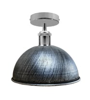 RİOLİGHT VİNTAGE,RUSTİK,RETRO GRİ FIRÇALI PATİNA BAŞLIK KROM 1XE27 METAL PLOFONYER AVİZE ÇAP:23CM