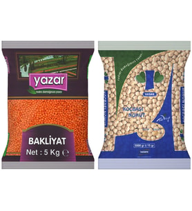 Yazar Kırmızı Mercimek 5 Kg. + Koçbaşı Nohut 5 Kg.