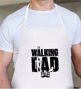 BK Gift Kişiye Özel The Walking Dad Tasarımlı Beyaz Mutfak Önlüğü-2
