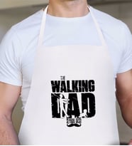 BK Gift Kişiye Özel The Walking Dad Tasarımlı Beyaz Mutfak Önlüğü-2