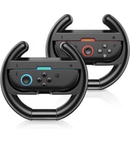 Steering Wheels for Nintendo Switch 2 JoyCon Controllers, Switch 2 Racing Wheels for Mario Kart World/ 8 Deluxe, Switch Driving Wheel Grip for Joy-Con 2 Controller Accessories-Black (2 Pack)