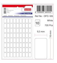 TANEX OFC-105 9,5x16mm BEYAZ OFİS ETİKETİ 10'LU
