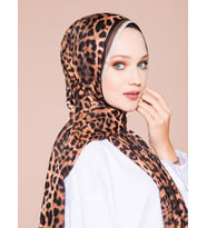 Leopar Desen Pavia Seri Şal Eşarp Askısı ile Birlikte 90X200 cm Bej Karamel-90X2