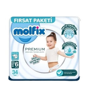 Molfix Premium Bebek Bezi Fırsat Paketi 6 Beden 15+ Kg 34 Adet
