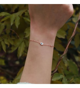 Fatma Ana El Figürlü Zirkon Taşlı Mine İşli Rose Gold Kaplama Gümüş Bileklik