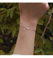 Fatma Ana El Figürlü Zirkon Taşlı Mine İşli Rose Gold Kaplama Gümüş Bileklik