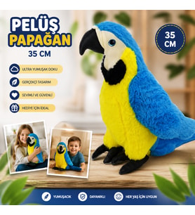 Oyuncak Peluş Papağan 35 CM Gerçekçi Tasarım Ultra Yumuşak Sevimli Papağan Peluş