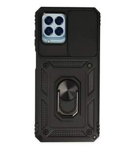 Newface Samsung Galaxy M33 Kılıf Pars Lens Yüzüklü Silikon - Siyah