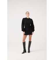 Belden Oturmalı Mini Nancy Elbise Bordo (Siyah)