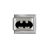 İtalyan Çelik Bileklik Charmı Gümüş Renk BATMAN Lazer Baskı Renk Atmaz Kararmaz Çelik