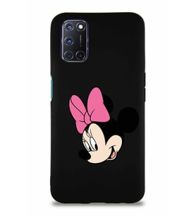 Oppo A92 Soft Premier Kapak Minnie Mouse-B Tasarımlı Silikon Kılıf - Siyah (Şeffaf)