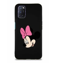Oppo A92 Soft Premier Kapak Minnie Mouse-B Tasarımlı Silikon Kılıf - Siyah (Şeffaf)