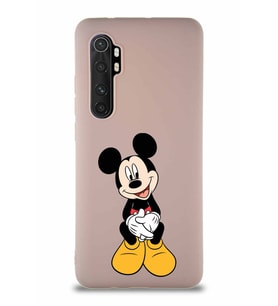 Xiaomi Mi Note 10 Lite Soft Premier Kapak Mickey Mouse-A Tasarımlı Silikon Kılıf - Pudra (Şeffaf)