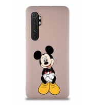 Xiaomi Mi Note 10 Lite Soft Premier Kapak Mickey Mouse-A Tasarımlı Silikon Kılıf - Pudra (Şeffaf)