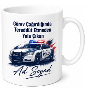 Polis Aracı Sürücüsü Telsiz Çağrısı Devriye Asayiş Kupa Bardak Hediye