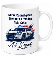 Polis Aracı Sürücüsü Telsiz Çağrısı Devriye Asayiş Kupa Bardak Hediye