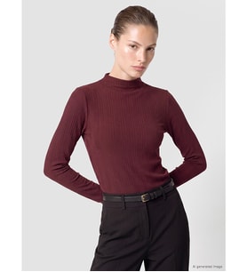 LCW EVERYDAY Mürdüm Dik Yaka Kadın Fitilli Body