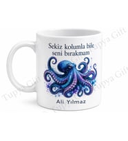 Ahtapot Temalı Baskılı Kupa Bardak Hediye Deniz Severlere Özel Tasarım