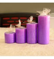 Gift & Glee 17-12-9-6*7 Cm 4'lü Mor Silindir Mum