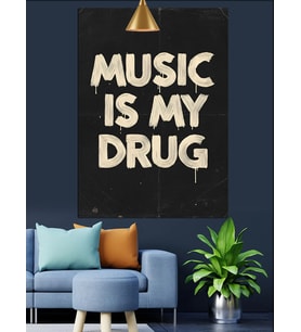 "Müzik Benim İlacımdır" Yazısı Dekoratif Kanvas - Mdf Ahşap Tablo