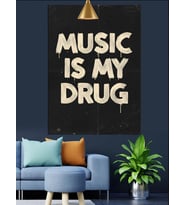 "Müzik Benim İlacımdır" Yazısı Dekoratif Kanvas - Mdf Ahşap Tablo