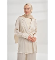 Armanda Cotton Monogram Geometrik Desen Şal 3120 (Bej)