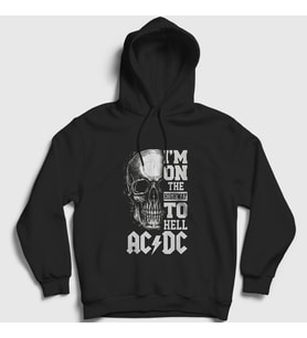 Presmono Unisex Siyah Highway To Hell Skull AC/DC Kapüşonlu Sweatshirt 6467tt