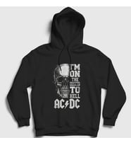 Presmono Unisex Siyah Highway To Hell Skull AC/DC Kapüşonlu Sweatshirt 6467tt