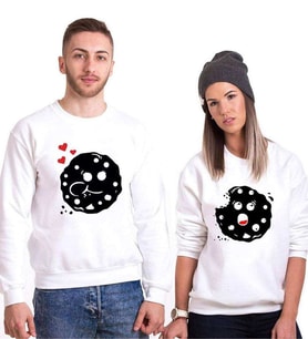 Tshirthane Kurabiyelerin Aşkı Sevgili Kombinleri Sweatshirt Kombini (Tek Ürün Fiyatıdır.)